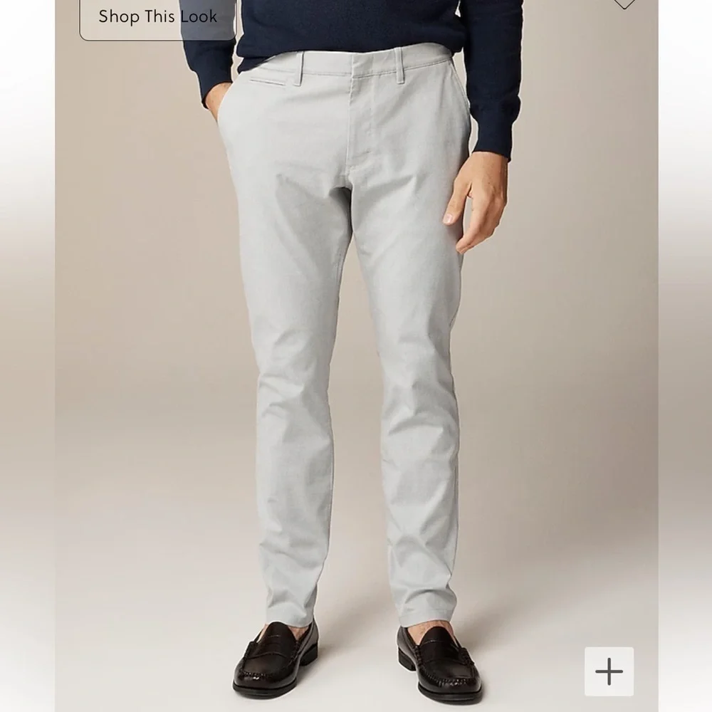 J crew 484 Slim-fit tech oxford pant gray white oxford